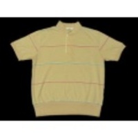 M★古着半袖シャツ 80年代 薄ベージュ他ボーダー