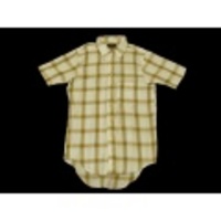 M★古着半袖シャツ　70年代 CAMPUS　白Ｘ茶緑チェック