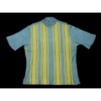 M★古着半袖ニット 70年代 グレーX黄ストライプ