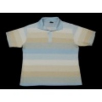 M★古着半袖ニット 80年代　薄水色X薄茶他ボーダー