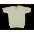M★古着半袖パイルシャツ　80年代　Vネック　白他