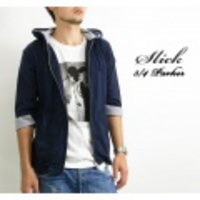 SLICK【スリック】コットリネン七分袖パーカー【送料無料】