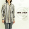 STAR UNION【スターユニオン】ネップストライプシャツ【レディース】【送料無料】