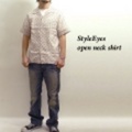 Style Eyes【スタイルアイズ】<br>ドビーストライプドット柄オープンネックシャツ<br>【送料無料】<BR>【05P24feb10】