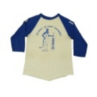 S★古着7分丈Tシャツ 80年代 ネコ女 白×青