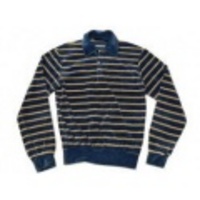 S★古着ベロアシャツ 80年代 紺他ボーダー