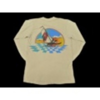 S★古着長袖Tシャツ 80年代 ヨット 薄ベージュ