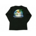S★古着長袖Tシャツ ビーチ、オウム 黒