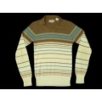 S★古着薄手ニット 80年代 茶×薄クリーム