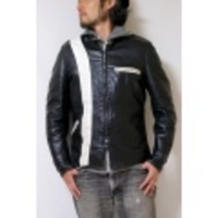 Used Brooks Singl Leather Riders Jacket / ユーズド ブルックス シングル ライダース レザージャケット ブラックXホワイト