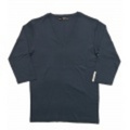 jun hashimoto t フライス7分袖VネックTシャツ(Navy) FVQ01-GFS01