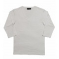 jun hashimoto t フライス7分袖VネックTシャツ(White) FVQ01-GFS01