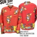 Sun Surf（サンサーフ）アロハシャツ SS24841【HULA DANCER L/SLEEVE】Red