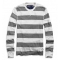 アメリカンイーグル AE STRIPED THERMAL CREW (White)