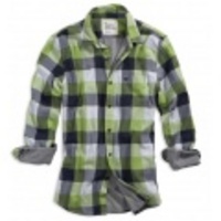 アメリカンイーグルメンズ EAGLE DOUBLE WEAVE BUFFALO CHECK SHIRT (Green)