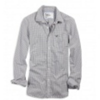 アメリカンイーグルメンズ EAGLE RELAXED GINGHAM SHIRT (Grey)