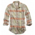 アメリカンイーグル EAGLE SUNWASHED MADRAS SHIRT (Orange)