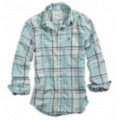 アメリカンイーグル EAGLE SUNWASHED MADRAS SHIRT (Turquoise)