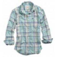 アメリカンイーグル EAGLE SUNWASHED MADRAS SHIRT (Turquoise)