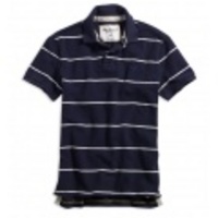 アメリカンイーグルメンズ Eagle Striped Polo (Basic Navy)