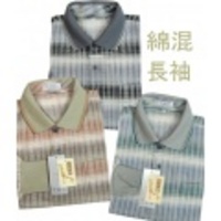 日本製　綿混　中高年　大人　男性ファッション　長袖ポロシャツ　85225