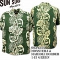 Sun Surf（サンサーフ）アロハシャツ SS34852【MONSTERA & MAHIOLE BORDER】Green