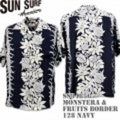 Sun Surf（サンサーフ）アロハシャツ SS34856【MONSTERA & FRUITS BORDER】Navy