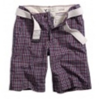 アメリカンイーグル AE BELTED PLAID SHORTS (Burgundy)