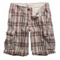 アメリカンイーグルメンズ AE MADRAS CARGO SHORTS (Burgundy)