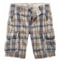 アメリカンイーグルメンズ AE MADRAS CARGO SHORTS (Dockside Blue)