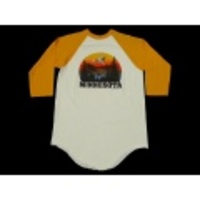 M★古着7分丈Tシャツ 80年代 ミネソタ カモ 白×黄