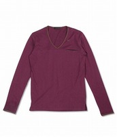 サテンテープ使いラインストーン付長袖カットソー:ジュンメン[JUNMEN]