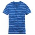 アメリカンイーグルメンズ AE Feeder Striped V-Neck T (Clipper Blue)