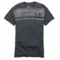 アメリカンイーグルメンズ AE Stripes T (Charcoal Heather Grey)