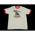 L★古着ビンテージTシャツ 80年代 電車 白×赤リンガー