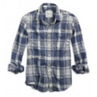 アメリカンイーグルメンズ Eagle Sunwashed Madras Shirt (Navy)