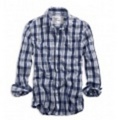 アメリカンイーグルメンズ Eagle Sunwashed Plaid Shirt (Navy)