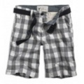 アメリカンイーグルメンズ AE Belted Plaid Shorts (Grey)