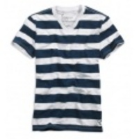 アメリカンイーグルメンズAE STRIPED V-NECK T (Dockside Blue)