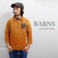 BARNS【バーンズ】リバースウィーブスウェット（トレーナー）風ハーフジップ7分袖Tシャツ