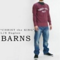 BARNS【バーンズ】綿麻ミニ裏毛ラグランスウェット（トレーナー）”CHRIST the KING”【送料無料】