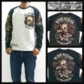 BLOOD MASSAGE【ブラッドメッセージ】2009抜染プリントロングスリーブ(長袖)ラグランTシャツ「SKULL ROSE」【送料無料】