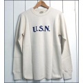 BUZZ RICKSON’S【バズリクソンズ】スプレープリント長袖サーマルＴシャツ「Ｕ.Ｓ.Ｎ」【送料無料】