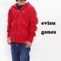 EVISU GENES【エビスジーンズ】ワンポイントカモメ刺繍パーカー（フルジップパーカー）【送料無料】