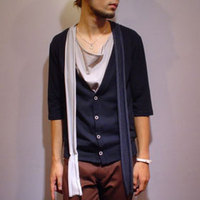 【60%OFF】配色ショール付き5分袖カーデ:イエロールビー[YELLOWRUBY]