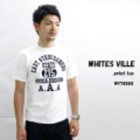 WHITES VILLE【ホワイツビル】フロッキープリント半袖Tシャツ「EAST STROUDSBURG」【送料無料】