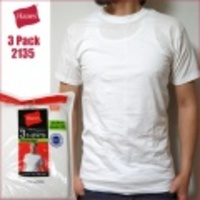 【Hanes】 2135 Crew Tee 3Pack White / ヘインズ 3パック 丸首 ネック Tシャツ ホワイト