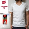 【Hanes】 777 V-neck 3Pack White / ヘインズ 3パック Vネック Tシャツ ホワイト