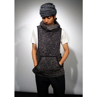 【50%OFF】HLN Chemical Wash print Long Hood Vest:イエロールビー[YELLOWRUBY]