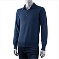 ARMANI COLLEZIONI[アルマーニ・コレツィオーニ]　ピュアコットン 長袖ニットポロ[インディゴブルー]